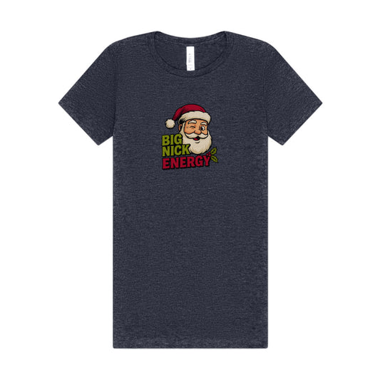 Big Nick Energy — Retro Santa Christmas Women's Tee (Dark)