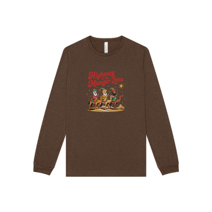 Highway to the Manger Zone — Top Gun-Inspired Christmas Long Sleeve (Dark)