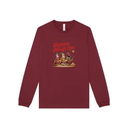 Highway to the Manger Zone — Top Gun-Inspired Christmas Long Sleeve (Dark)