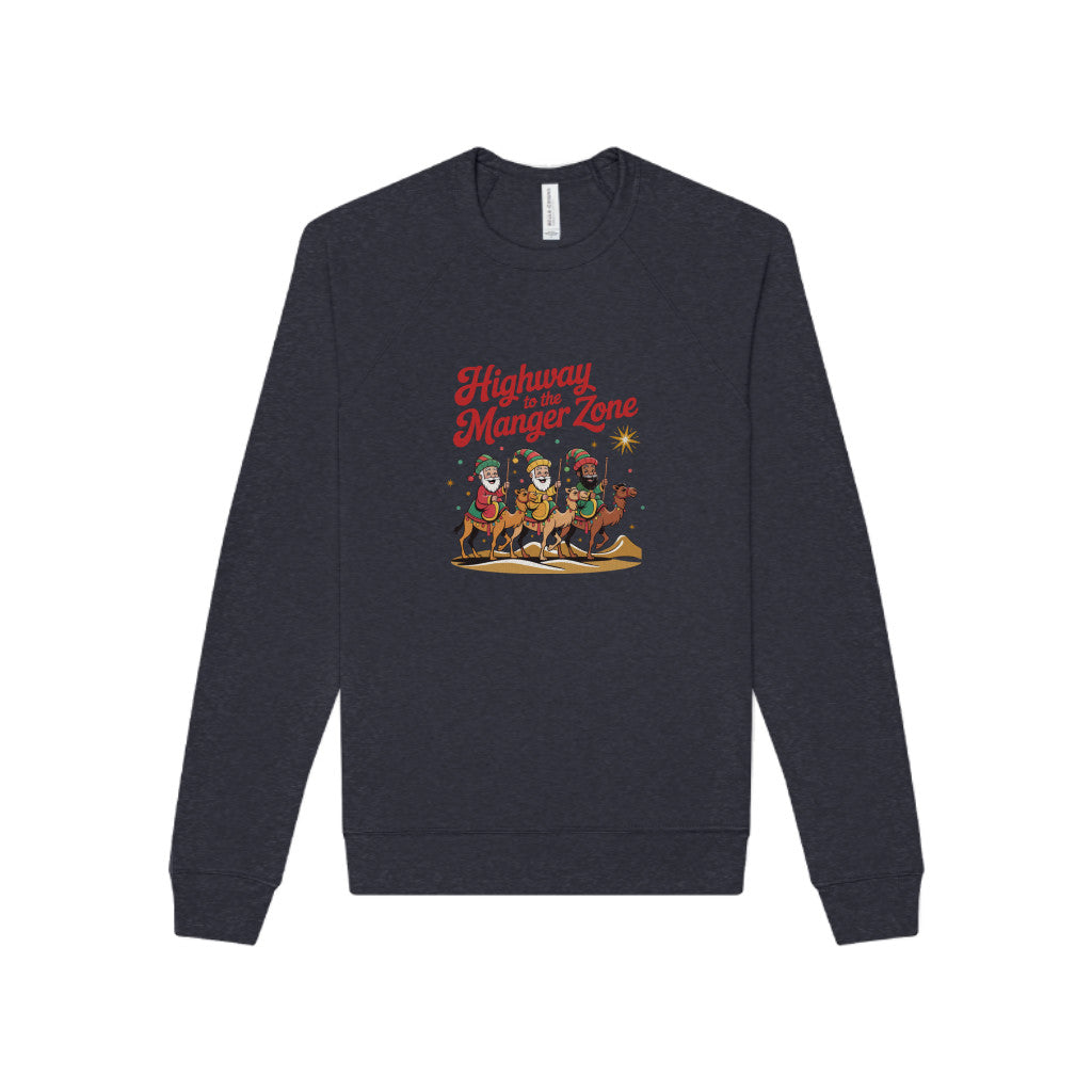 Highway to the Manger Zone — Top Gun-Inspired Christmas Sweatshirt (Dark)