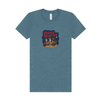 Highway to the Manger Zone — Top Gun-Inspired Christmas Women's Tee (Light)