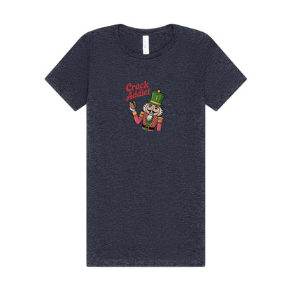 Crack Addict Nutcracker — Vintage Christmas Women's Tee (Dark)