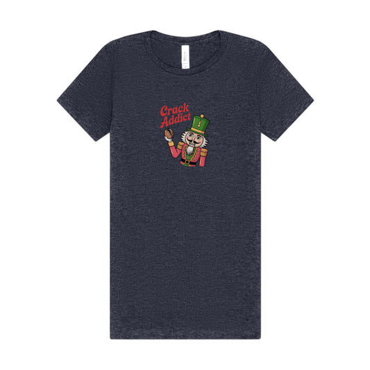 Crack Addict Nutcracker — Vintage Christmas Women's Tee (Dark)