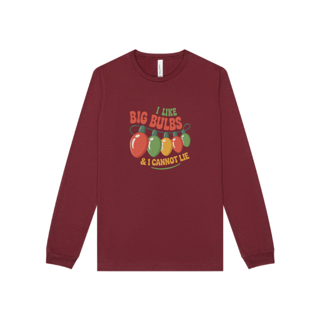 I Like Big Bulbs and I Cannot Lie — Christmas Lights Retro Long Sleeve (Dark)