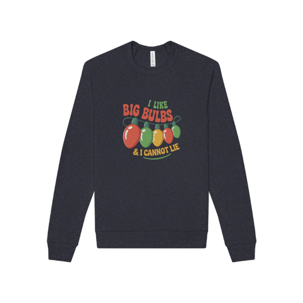 I Like Big Bulbs and I Cannot Lie — Christmas Lights Retro Sweatshirt (Dark)