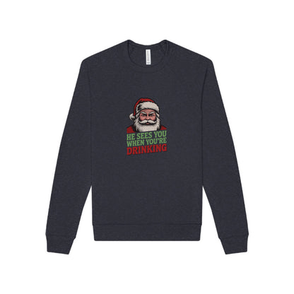 He Sees You When You're Drinking — Judgmental Santa Sweatshirt (Dark)
