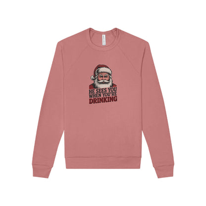 He Sees You When You're Drinking — Judgmental Santa Sweatshirt (Light)