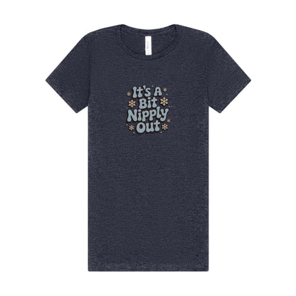 It's a Bit Nipply Out — Christmas Vacation Retro Women's Tee (Dark)